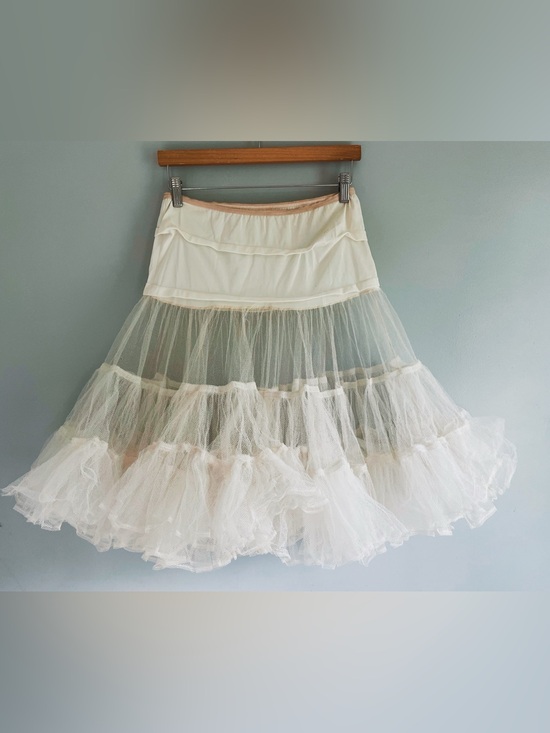 Vintage Dresses & Skirts - Vintage Penney’s White Crinoline Petticoat Slip Teen 14 Ruffled Mesh Full Skirt